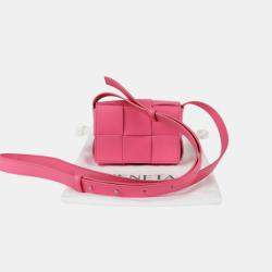Bottega Veneta Pink Leather Mini Cassette Crossbody Bag
