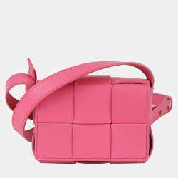 Bottega Veneta Pink Leather Mini Cassette Crossbody Bag