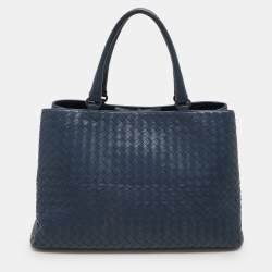 Bottega Veneta Blue Intrecciato Leather Tote