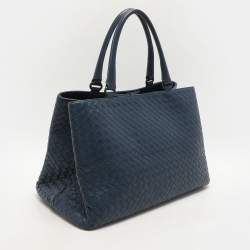 Bottega Veneta Blue Intrecciato Leather Tote