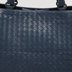 Bottega Veneta Blue Intrecciato Leather Tote