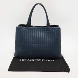 Bottega Veneta Blue Intrecciato Leather Tote