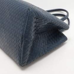 Bottega Veneta Blue Intrecciato Leather Tote