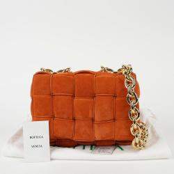 Bottega Veneta Maple Gold Suede Chain Cassette Shoulder Bag