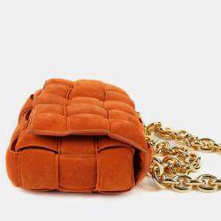 Bottega Veneta Maple Gold Suede Chain Cassette Shoulder Bag