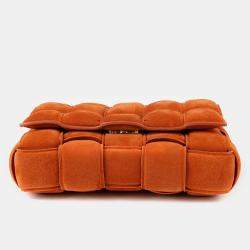 Bottega Veneta Maple Gold Suede Chain Cassette Shoulder Bag
