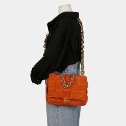 Bottega Veneta Maple Gold Suede Chain Cassette Shoulder Bag