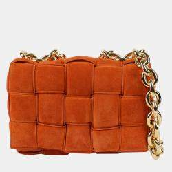Bottega Veneta Maple Gold Suede Chain Cassette Shoulder Bag