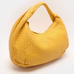 مملوكة مسبقًا Bottega Veneta Yellow Intrecciato Leather Large Veneta Hobo