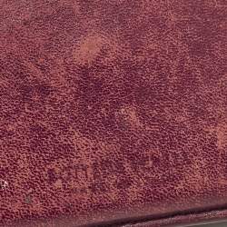 Pre Owned Bottega Veneta Burgundy Intrecciato Leather Zip Card Holder