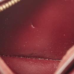 Pre Owned Bottega Veneta Burgundy Intrecciato Leather Zip Card Holder