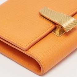 Bottega Veneta Orange Leather Palmellato Trifold Wallet