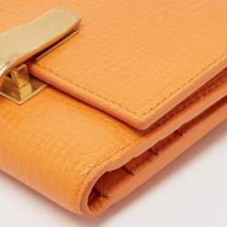Bottega Veneta Orange Leather Palmellato Trifold Wallet
