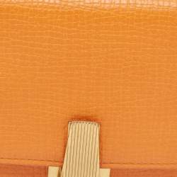 Bottega Veneta Orange Leather Palmellato Trifold Wallet