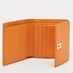 Bottega Veneta Orange Leather Palmellato Trifold Wallet