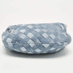 مملوكة مسبقًا Bottega Veneta Blue Denim Effect Intrecciato Leather Mini Jodie Hobo