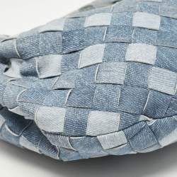 مملوكة مسبقًا Bottega Veneta Blue Denim Effect Intrecciato Leather Mini Jodie Hobo