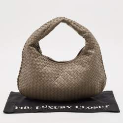 Pre Owned Bottega Veneta Beige Intrecciato Leather Small Veneta Hobo