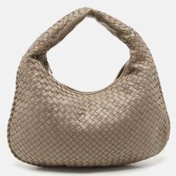 Pre Owned Bottega Veneta Beige Intrecciato Leather Small Veneta Hobo