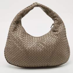 Pre Owned Bottega Veneta Beige Intrecciato Leather Small Veneta Hobo