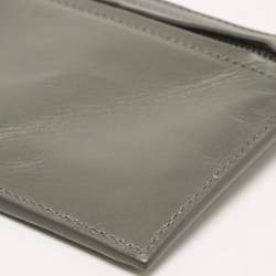 Pre Owned Bottega Veneta Grey Intrecciato Leather Zip Card Holder