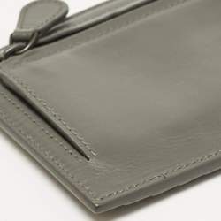 Pre Owned Bottega Veneta Grey Intrecciato Leather Zip Card Holder