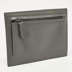 Pre Owned Bottega Veneta Grey Intrecciato Leather Zip Card Holder