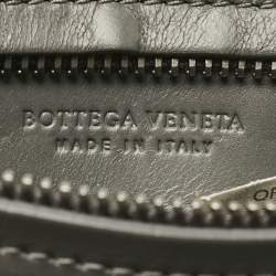 Pre Owned Bottega Veneta Grey Intrecciato Leather Zip Card Holder