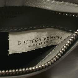Pre Owned Bottega Veneta Grey Intrecciato Leather Zip Card Holder