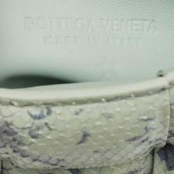 Pre Owned Bottega Veneta Light Turquoise/Blue Python Embossed Leather Padded Cassette Shoulder Bag