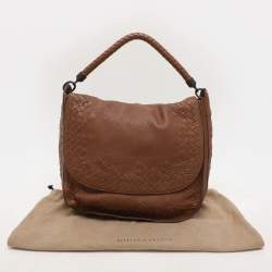 Bottega Veneta Brown Intrecciato Leather Flap Hobo