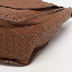 Bottega Veneta Brown Intrecciato Leather Flap Hobo