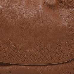 Bottega Veneta Brown Intrecciato Leather Flap Hobo