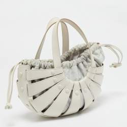 Pre Owned Bottega Veneta Off White Leather Small Shell Bag