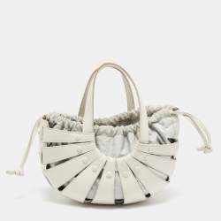 Pre Owned Bottega Veneta Off White Leather Small Shell Bag