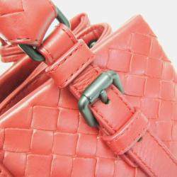 Pre Owned Bottega Veneta Red Intrecciato Leather Baby Roma Shoulder Bag