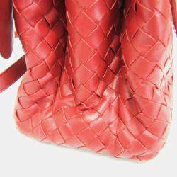 Pre Owned Bottega Veneta Red Intrecciato Leather Baby Roma Shoulder Bag