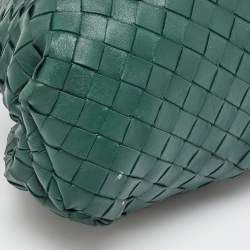Bottega Veneta Dark Green Intrecciato Leather Pouch Clutch
