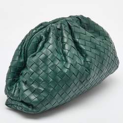 Bottega Veneta Dark Green Intrecciato Leather Pouch Clutch