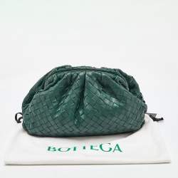 Bottega Veneta Dark Green Intrecciato Leather Pouch Clutch