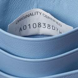 Pre Owned Bottega Veneta Light Blue Leather Cassette Zip Card Holder