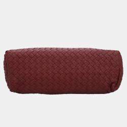 Pre Owned Bottega Veneta Maroon Leather Intrecciato Pebble Leather Shoulder Bag
