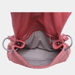 Pre Owned Bottega Veneta Maroon Leather Intrecciato Pebble Leather Shoulder Bag