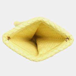 Bottega Veneta Yellow Leather Intrecciato Criss Cross Clutch