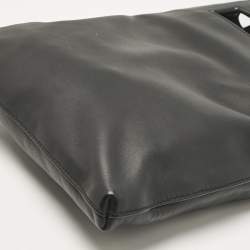 Pre Owned Bottega Veneta Black Leather Slot Messenger Bag