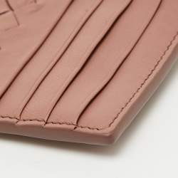 Bottega Veneta Dusty Pink Leather Intrecciato Zip Card Case