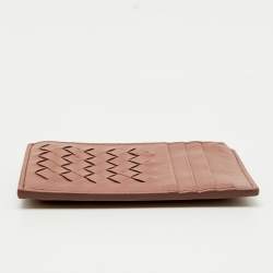 Bottega Veneta Dusty Pink Leather Intrecciato Zip Card Case