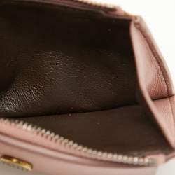 Bottega Veneta Dusty Pink Leather Intrecciato Zip Card Case