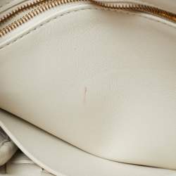 Pre Owned Bottega Veneta White Intrecciato Leather Small Andiamo Tote