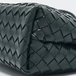 Pre Owned Bottega Veneta Dark Green Intrecciato Leather Small Andiamo Tote